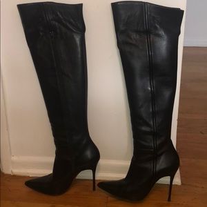 Black Christian Louboutin OvertheKnee heel boots